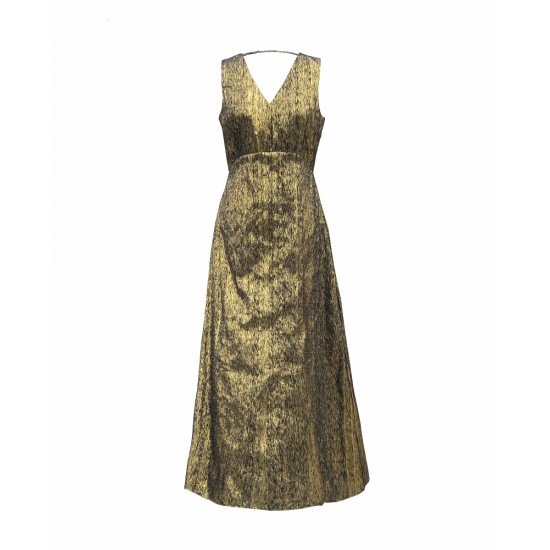 Gold maxi with deep v neck back